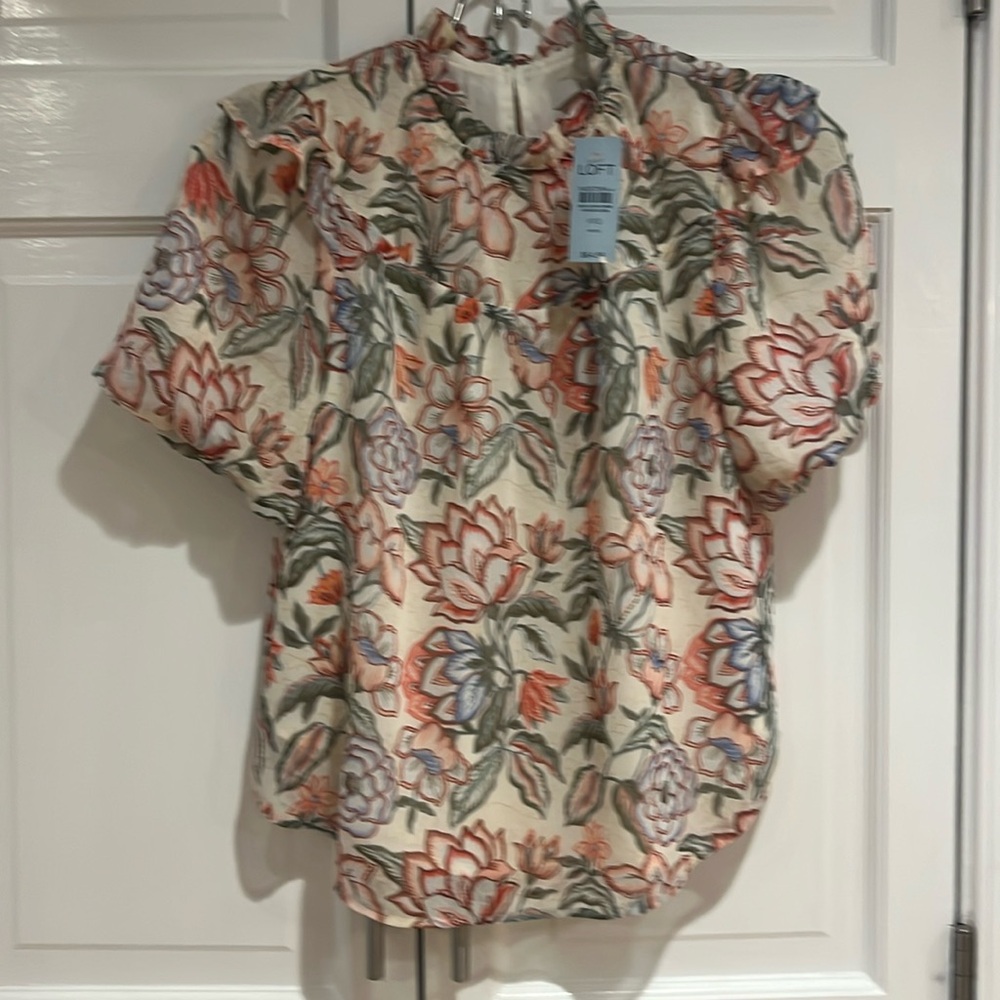 Loft lined floral top, xxsp, nwt